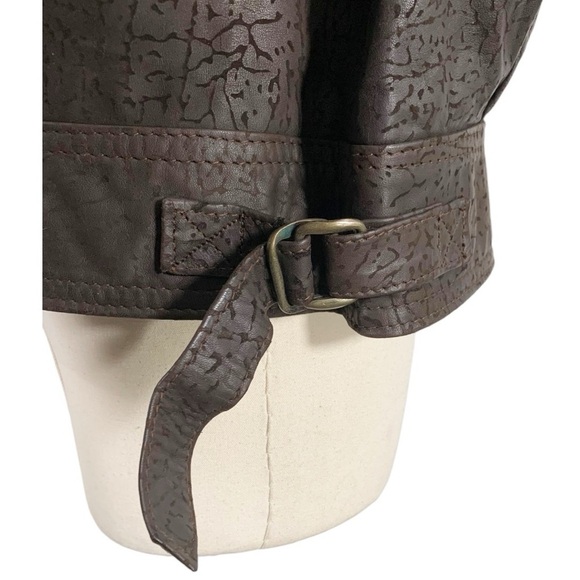 Vintage Comint Retro 80s Leather Bomber Jacket Brown Size Large - Picture 9 of 12